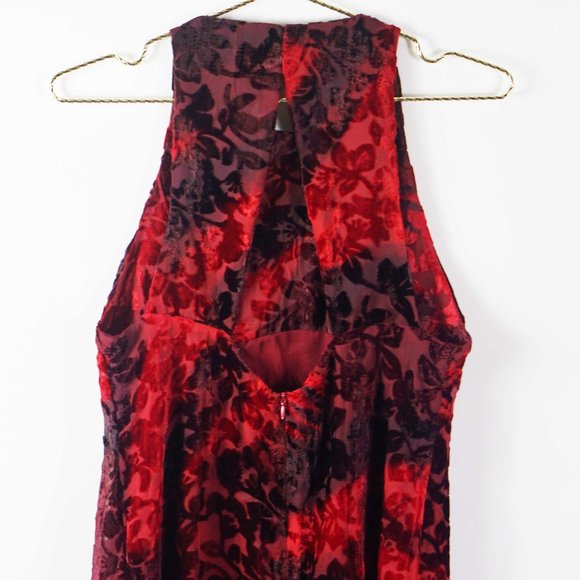 Somedays Lovin Burnout Velvet Mini Dress in Red M - Picture 6 of 6